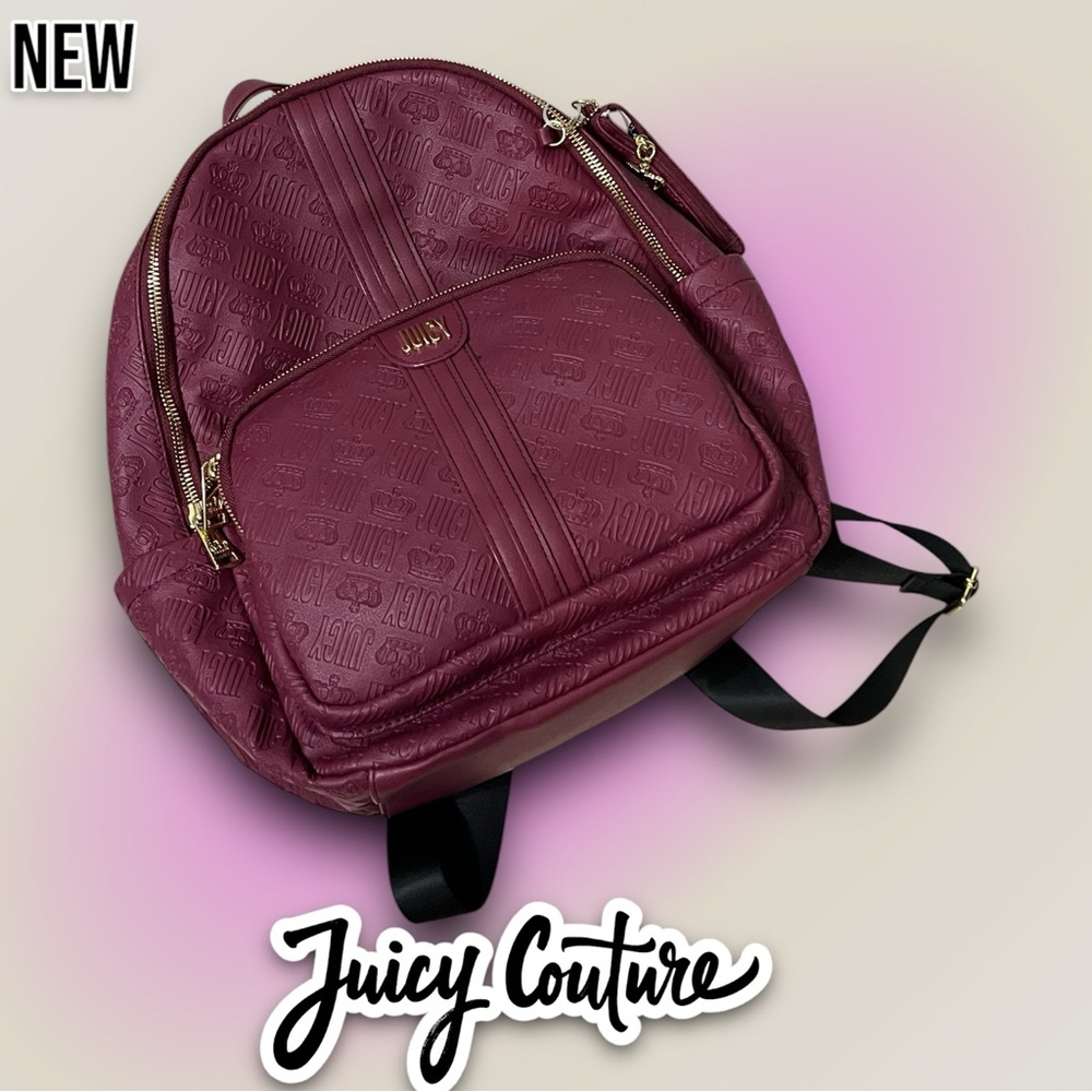 New NWT Juicy Couture Logo design Royal Sports Backpack Book bag with coin pouch